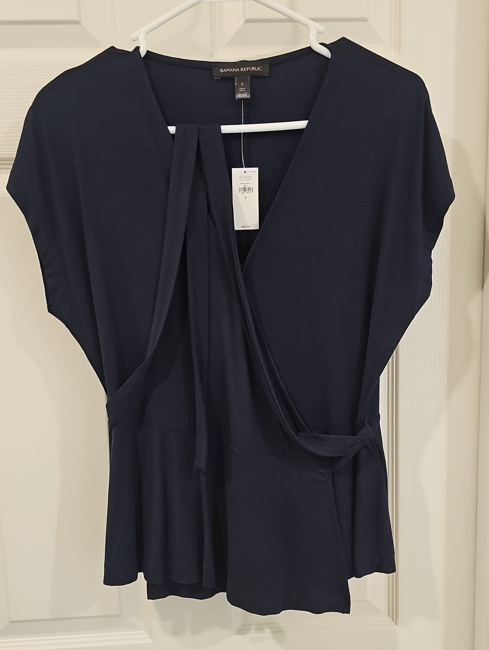 Banana Republic Navy Blue S/S Wrap Blouse
